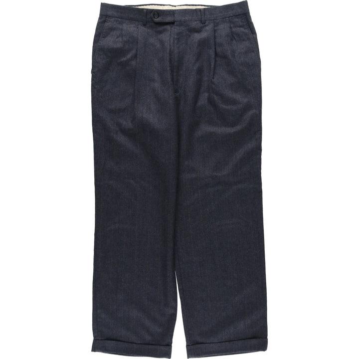 Stripe Pattern Two-pleat Slacks Pants Men's W36 Vintage unclear Charcoal Vintage Second Hand