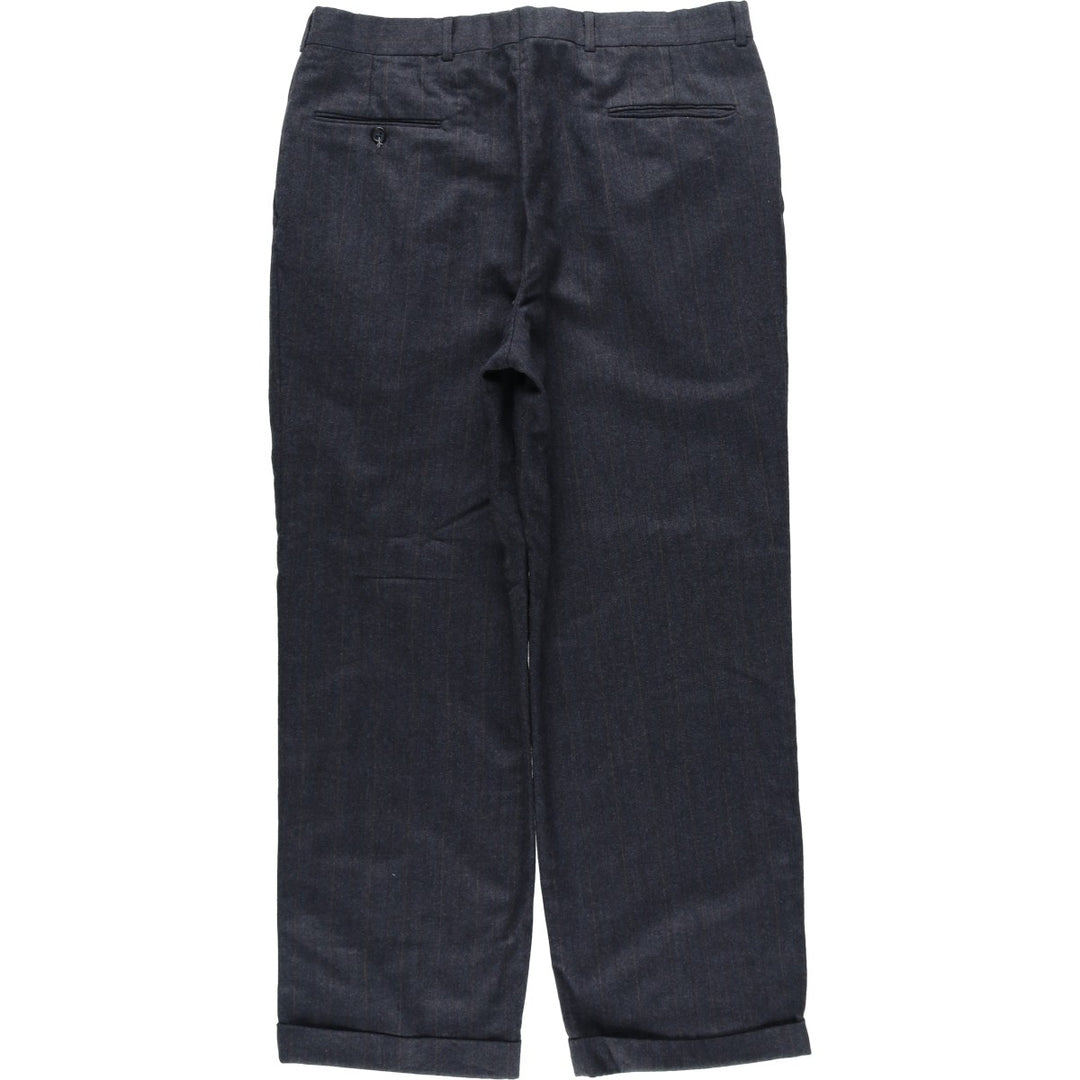 Stripe Pattern Two-pleat Slacks Pants Men's W36 Vintage unclear Charcoal Vintage Second Hand