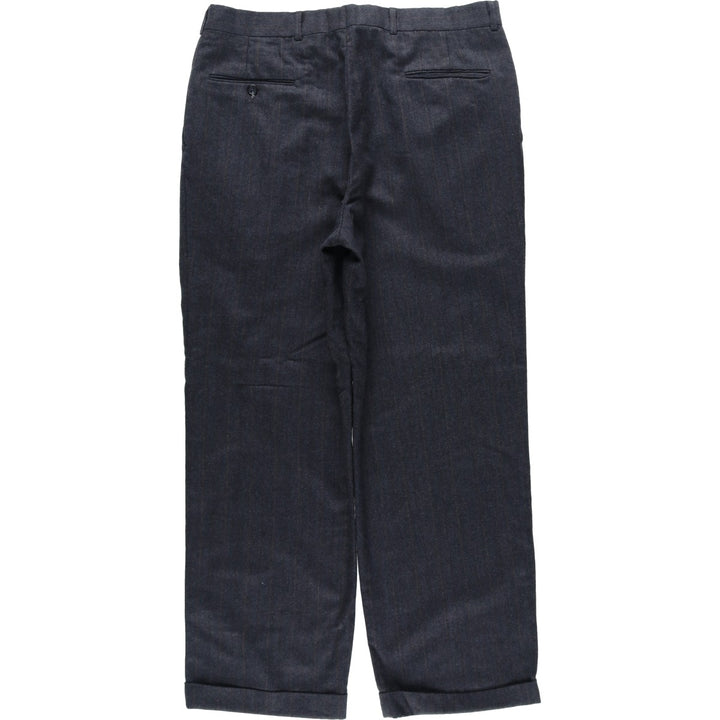Stripe Pattern Two-pleat Slacks Pants Men's W36 Vintage unclear Charcoal Vintage Second Hand