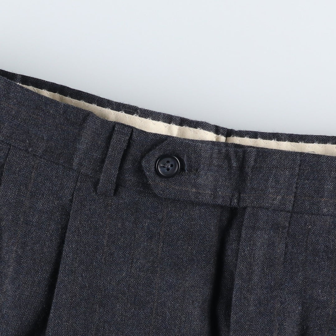Stripe Pattern Two-pleat Slacks Pants Men's W36 Vintage unclear Charcoal Vintage Second Hand