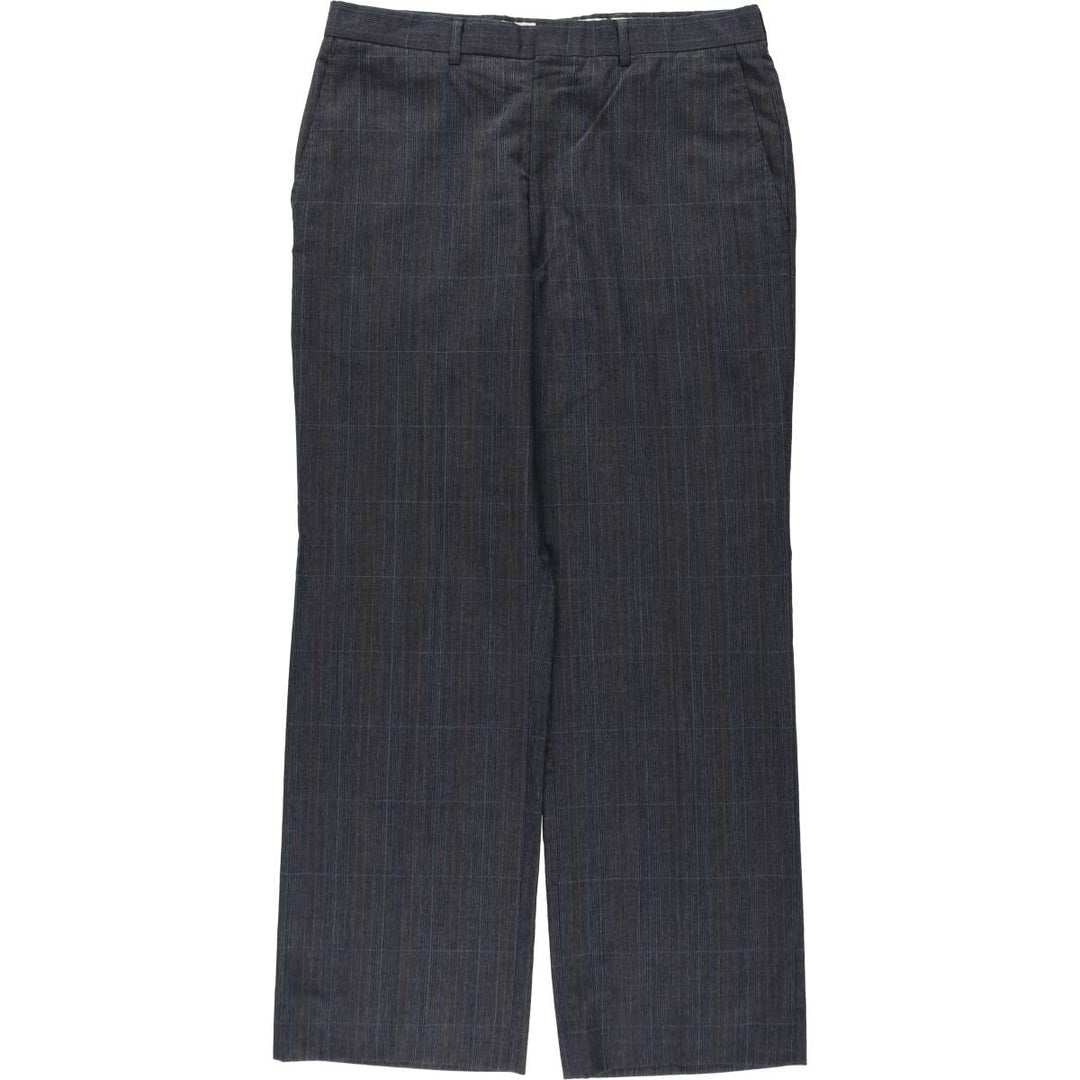 ~90'S OAKTON Check Pattern Slacks Pants Men's W34 (approx.) Vintage polyester Charcoal Vintage Second Hand