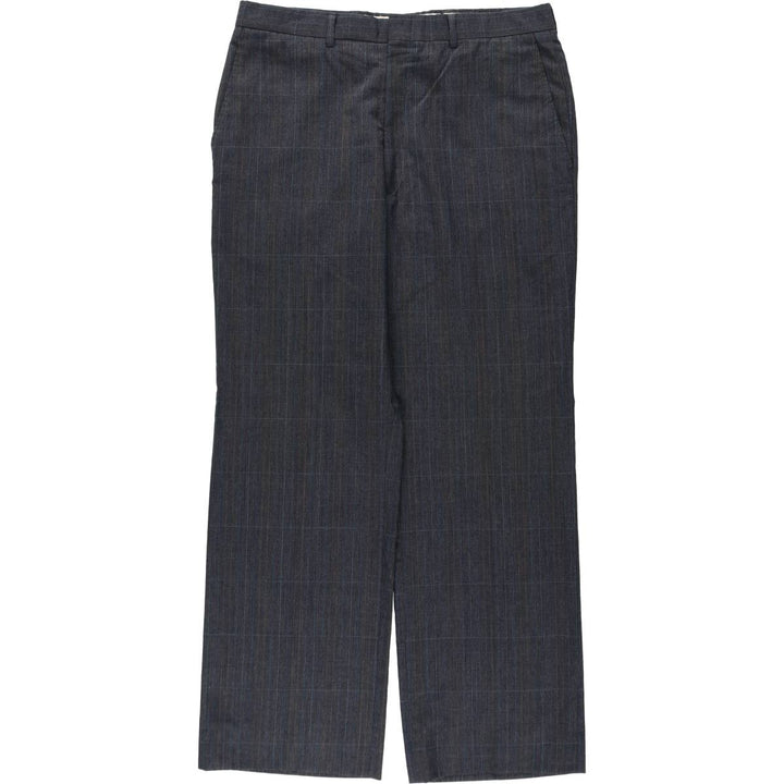 ~90'S OAKTON Check Pattern Slacks Pants Men's W34 (approx.) Vintage polyester Charcoal Vintage Second Hand