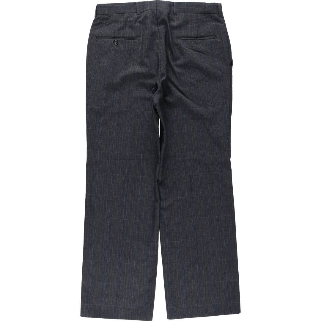 ~90'S OAKTON Check Pattern Slacks Pants Men's W34 (approx.) Vintage polyester Charcoal Vintage Second Hand