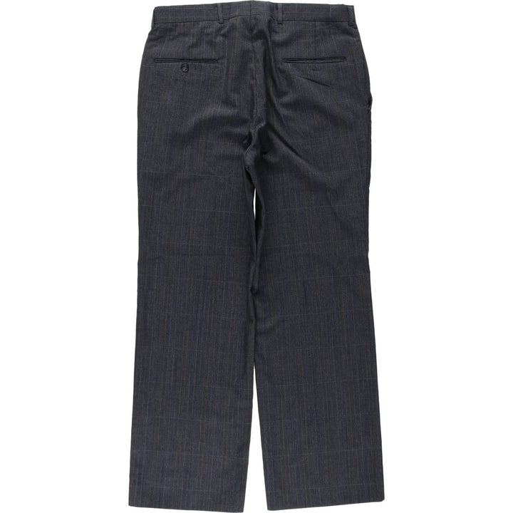 ~90'S OAKTON Check Pattern Slacks Pants Men's W34 (approx.) Vintage polyester Charcoal Vintage Second Hand
