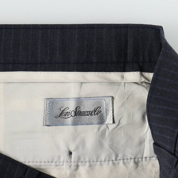1980'S Levi's Stripe Pattern Slacks Pants, Men's Size W35 (approx.), Vintage unclear navy blue type Vintage Second Hand