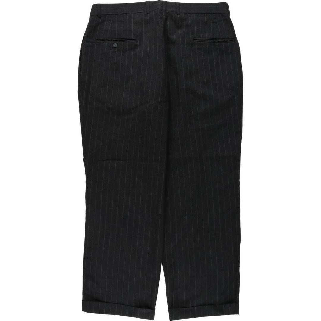 Striped Pattern Slacks Pants, Men's W36 (approx.), Two-Pleat unclear black type Vintage Second Hand