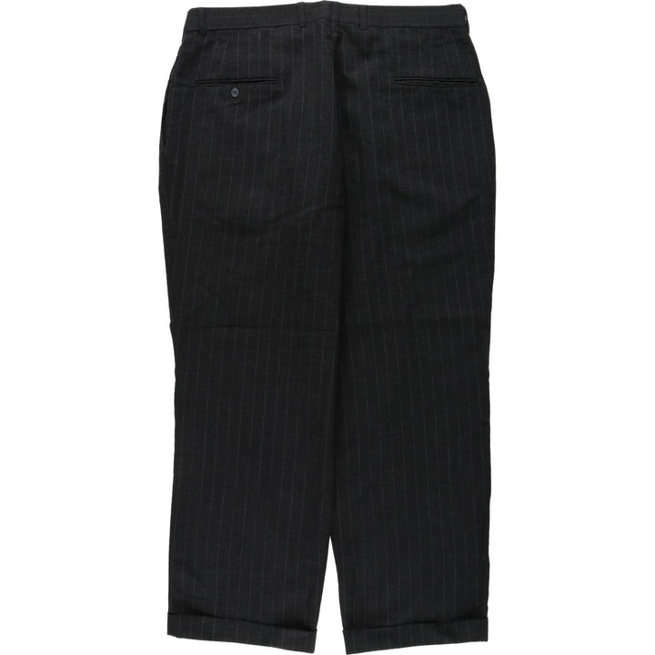 Striped Pattern Slacks Pants, Men's W36 (approx.), Two-Pleat unclear black type Vintage Second Hand