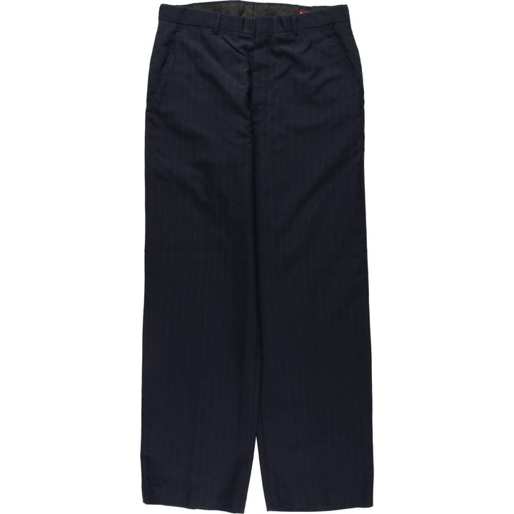 Deansgate Stripe Pattern Slacks Pants, Made in USA, Men's W34 (approx.) unclear navy blue type Vintage Second Hand