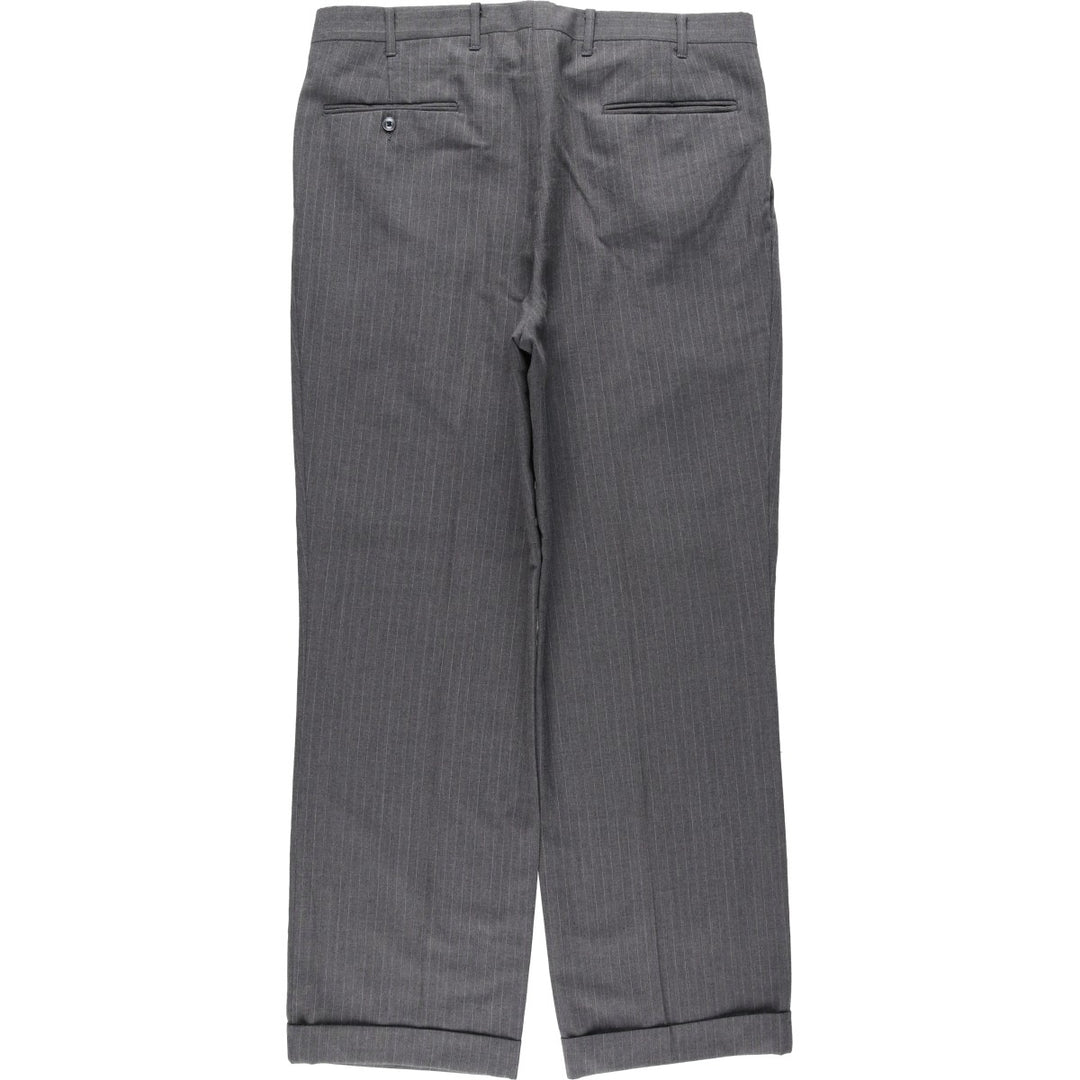 90'S Vintage Striped Two-pleat Wide Leg Slacks, Men's Size 35 unclear gray type Vintage Second Hand