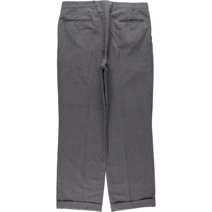 90'S Vintage Striped Two-pleat Wide Leg Slacks, Men's Size 35 unclear gray type Vintage Second Hand
