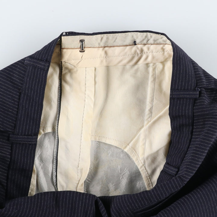Stripe Pattern Slacks Pants Men's W34 Vintage unclear navy blue type Vintage Second Hand