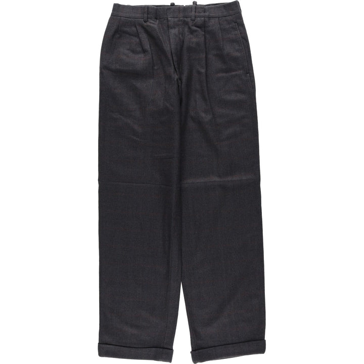 TOM JAMES Check Pattern Two-Pleat Slacks Pants, Made in USA, Men's W30 (approx.), Vintage unclear Charcoal Vintage Second Hand