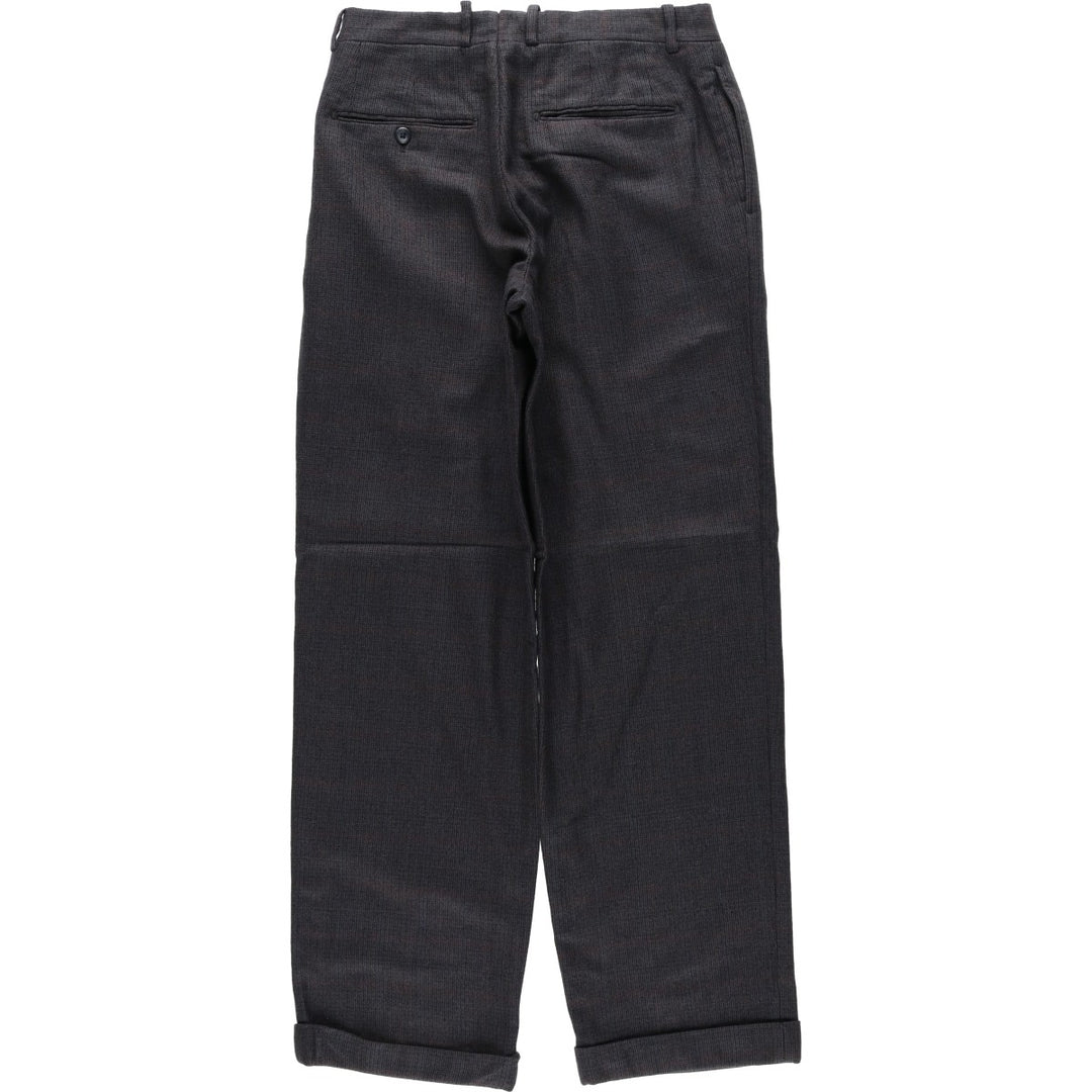 TOM JAMES Check Pattern Two-Pleat Slacks Pants, Made in USA, Men's W30 (approx.), Vintage unclear Charcoal Vintage Second Hand