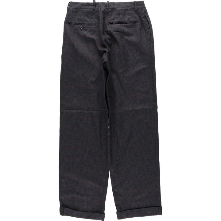 TOM JAMES Check Pattern Two-Pleat Slacks Pants, Made in USA, Men's W30 (approx.), Vintage unclear Charcoal Vintage Second Hand