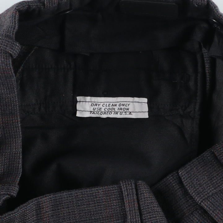 TOM JAMES Check Pattern Two-Pleat Slacks Pants, Made in USA, Men's W30 (approx.), Vintage unclear Charcoal Vintage Second Hand