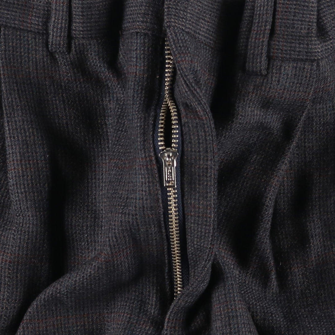 TOM JAMES Check Pattern Two-Pleat Slacks Pants, Made in USA, Men's W30 (approx.), Vintage unclear Charcoal Vintage Second Hand