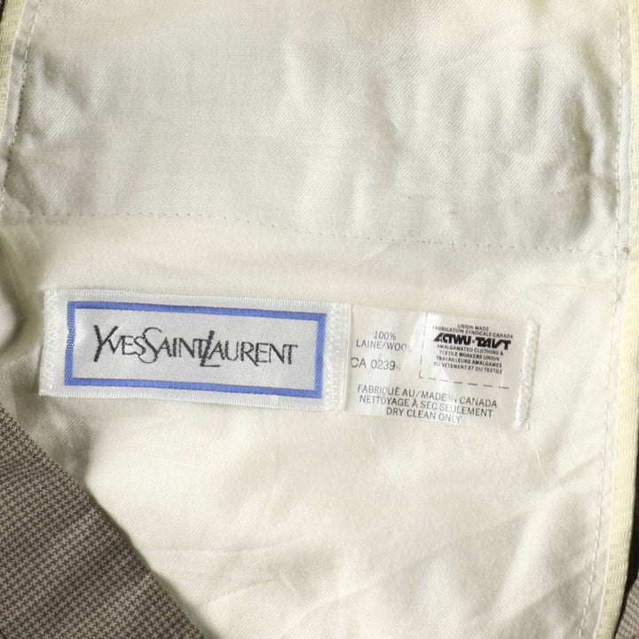 80s-90'S Yves Saint Laurent houndstooth pattern wool trousers/slacks, made in Canada, men's size W33 equivalent, vintage. wool brown type Vintage Second Hand