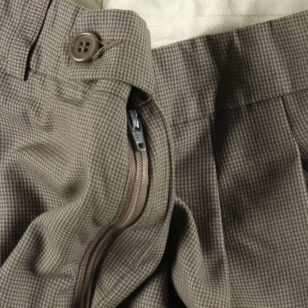 80s-90'S Yves Saint Laurent houndstooth pattern wool trousers/slacks, made in Canada, men's size W33 equivalent, vintage. wool brown type Vintage Second Hand