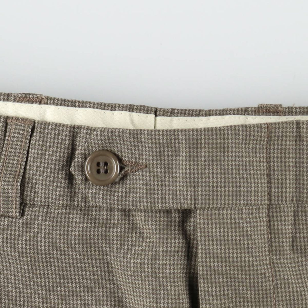 80s-90'S Yves Saint Laurent houndstooth pattern wool trousers/slacks, made in Canada, men's size W33 equivalent, vintage. wool brown type Vintage Second Hand