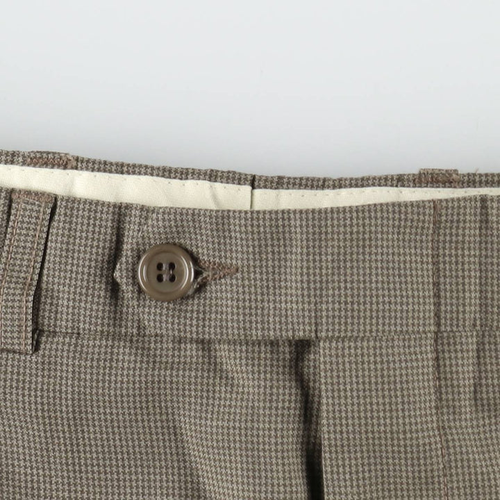 80s-90'S Yves Saint Laurent houndstooth pattern wool trousers/slacks, made in Canada, men's size W33 equivalent, vintage. wool brown type Vintage Second Hand