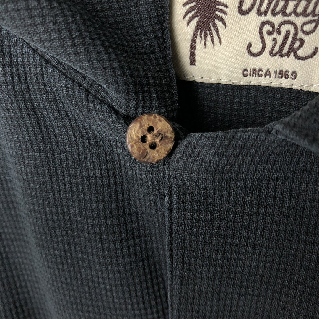 Vintage Silk Short-Sleeve Open-Collar Silk Shirt, Boxy Shirt, Men's Size XL silk black type Vintage Second Hand