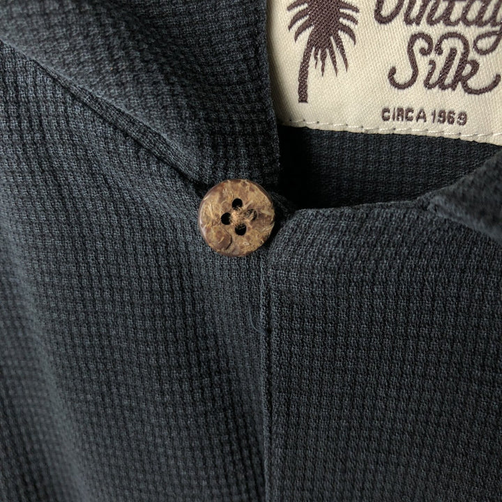 Vintage Silk Short-Sleeve Open-Collar Silk Shirt, Boxy Shirt, Men's Size XL silk black type Vintage Second Hand