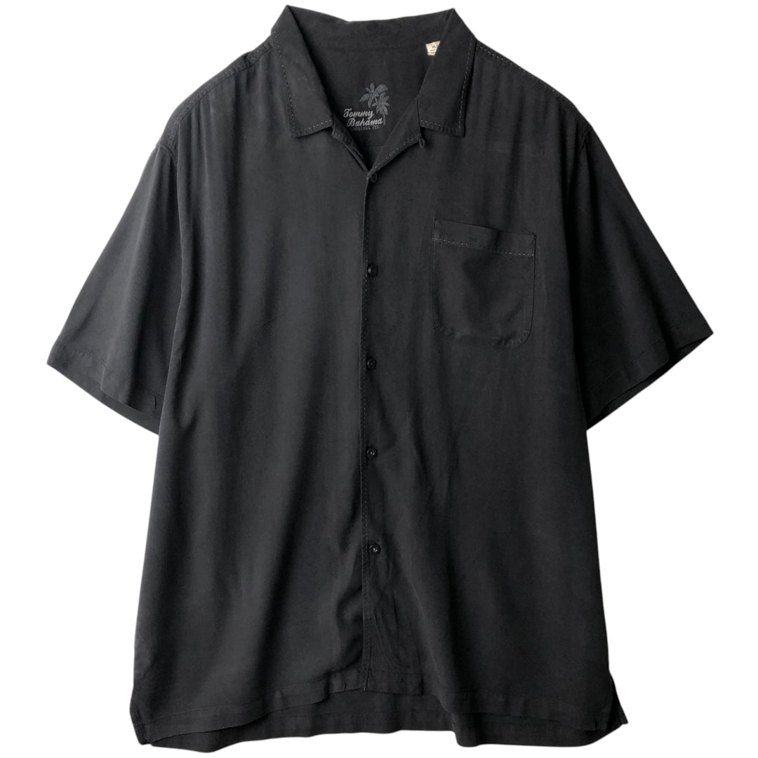 Tommy Bahama short sleeve open collar silk shirt, box shirt, men's XL size silk Charcoal Vintage Second Hand