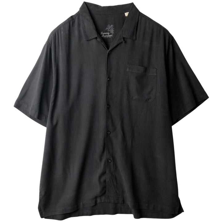 Tommy Bahama short sleeve open collar silk shirt, box shirt, men's XL size silk Charcoal Vintage Second Hand