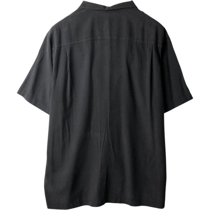 Tommy Bahama short sleeve open collar silk shirt, box shirt, men's XL size silk Charcoal Vintage Second Hand