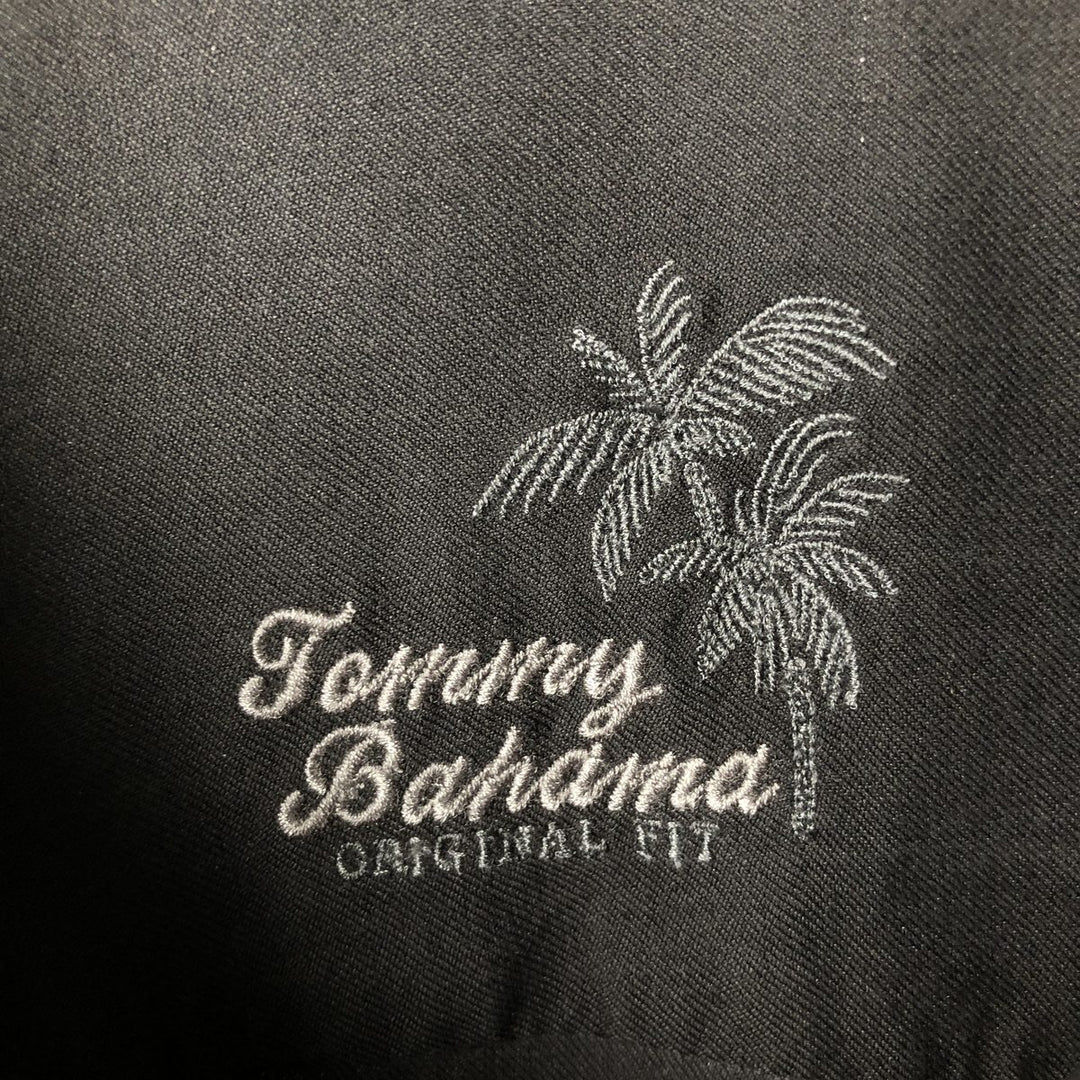 Tommy Bahama short sleeve open collar silk shirt, box shirt, men's XL size silk Charcoal Vintage Second Hand