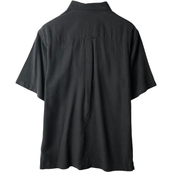 IZOD Washable Silk Short-Sleeve Silk Shirt, Boxy Shirt, Men's Size M (approx.) silk black type Vintage Second Hand