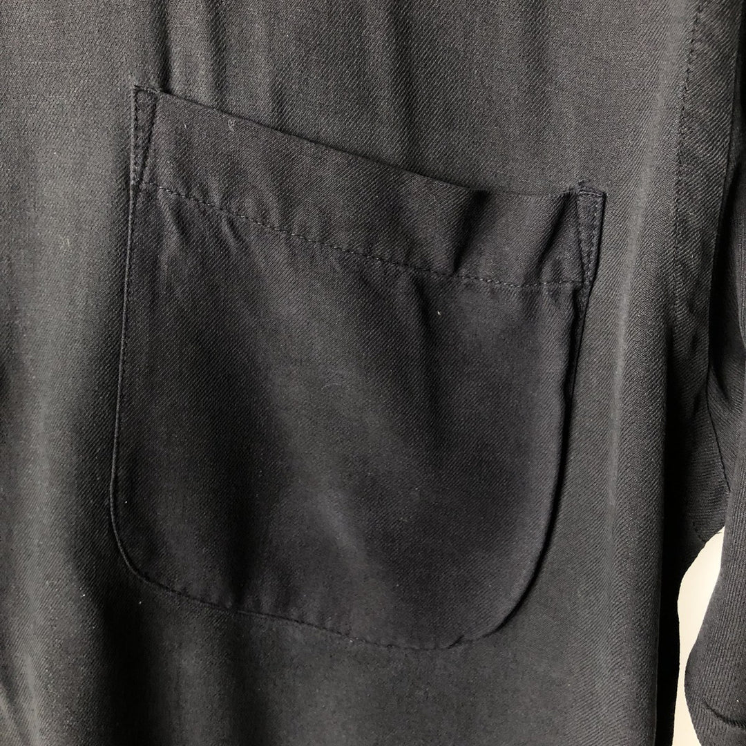 IZOD Washable Silk Short-Sleeve Silk Shirt, Boxy Shirt, Men's Size M (approx.) silk black type Vintage Second Hand