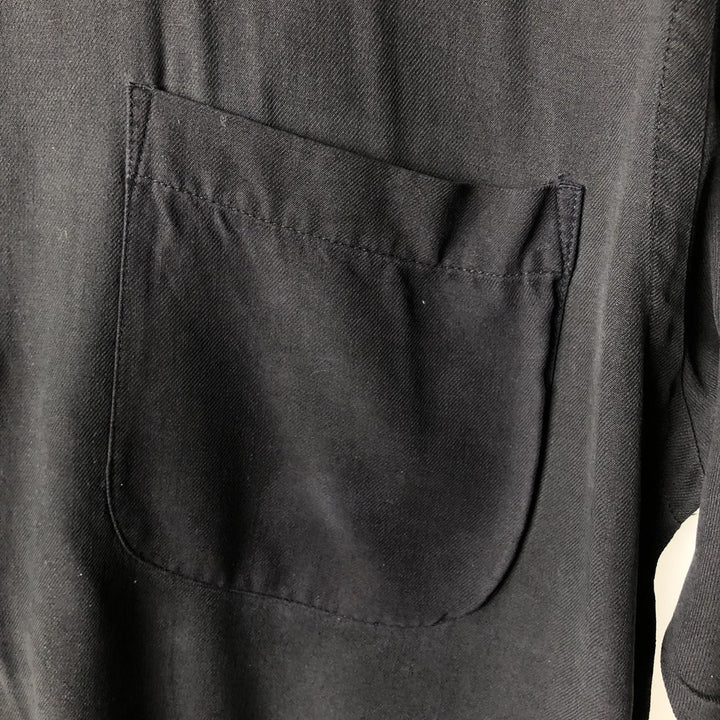 IZOD Washable Silk Short-Sleeve Silk Shirt, Boxy Shirt, Men's Size M (approx.) silk black type Vintage Second Hand