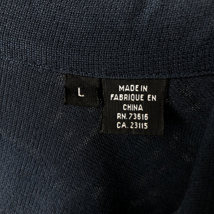 Hugo Boss Short-Sleeve Open-Collar Silk Shirt, Boxy Fit, Men's Size L (approx.) silk navy blue type Vintage Second Hand
