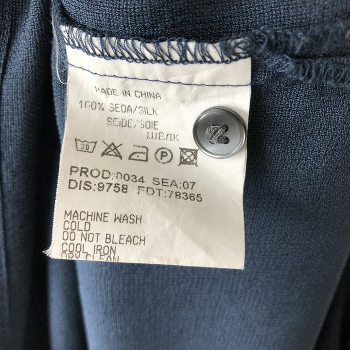 Hugo Boss Short-Sleeve Open-Collar Silk Shirt, Boxy Fit, Men's Size L (approx.) silk navy blue type Vintage Second Hand