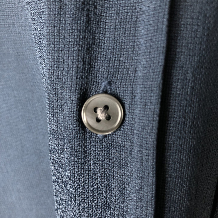 Hugo Boss Short-Sleeve Open-Collar Silk Shirt, Boxy Fit, Men's Size L (approx.) silk navy blue type Vintage Second Hand