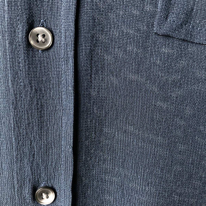 Hugo Boss Short-Sleeve Open-Collar Silk Shirt, Boxy Fit, Men's Size L (approx.) silk navy blue type Vintage Second Hand