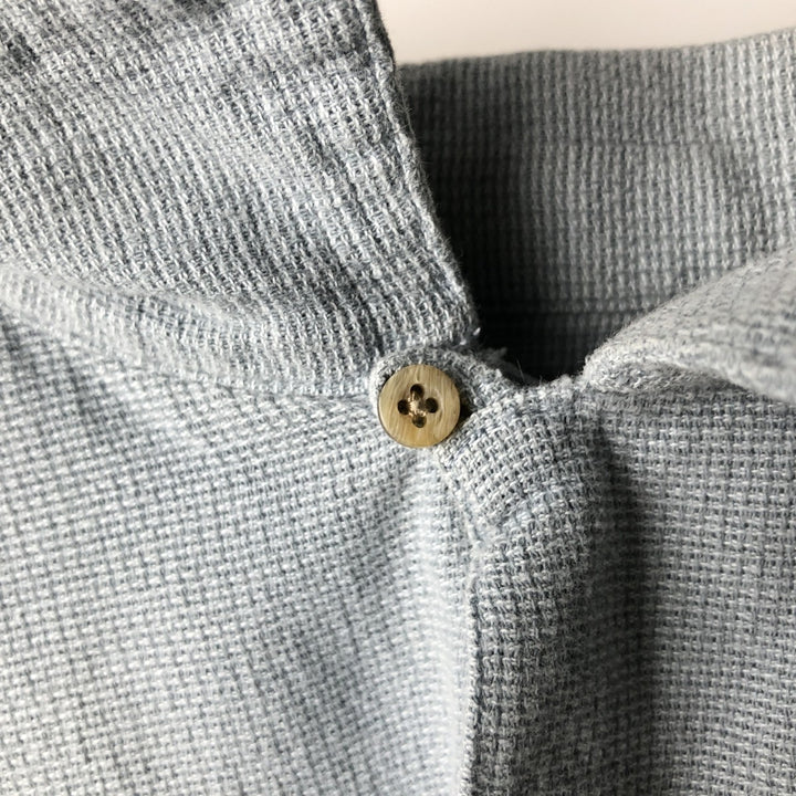 LLBean Short-Sleeve Open-Collar Cotton Shirt, Boxy Fit, Men's Size XL (approx.) cotton Blue type light blue Vintage Second Hand