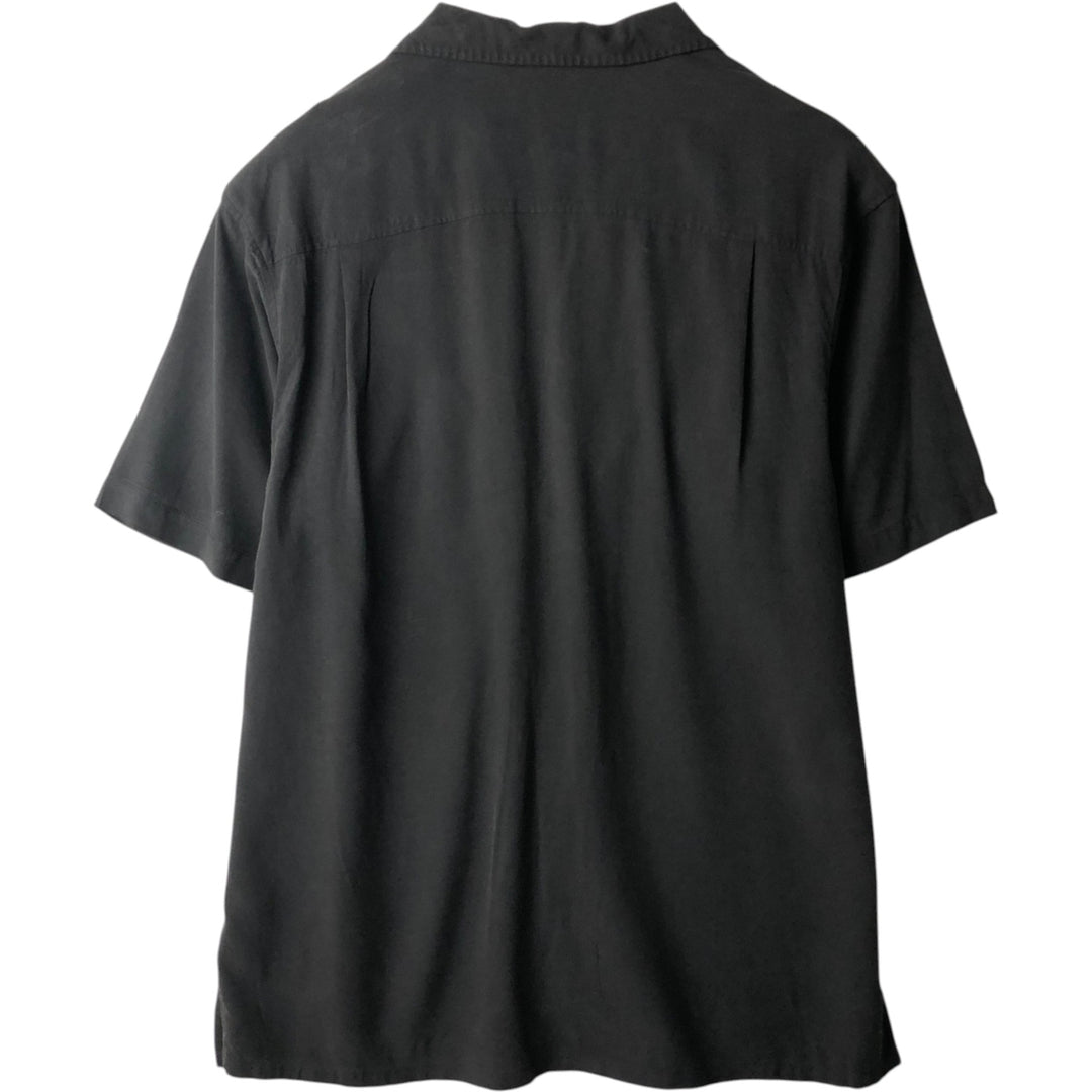 PRONTO UOMO Plain Short-Sleeve Silk Shirt, Made in China, Size L (Men's L equivalent), Short Sleeves, Regular Collar silk Charcoal Vintage Second Hand