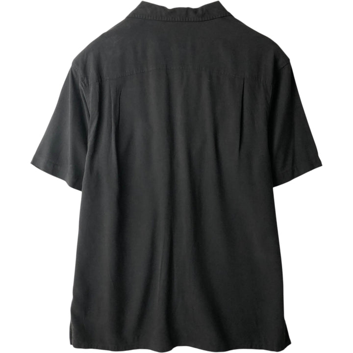 PRONTO UOMO Plain Short-Sleeve Silk Shirt, Made in China, Size L (Men's L equivalent), Short Sleeves, Regular Collar silk Charcoal Vintage Second Hand
