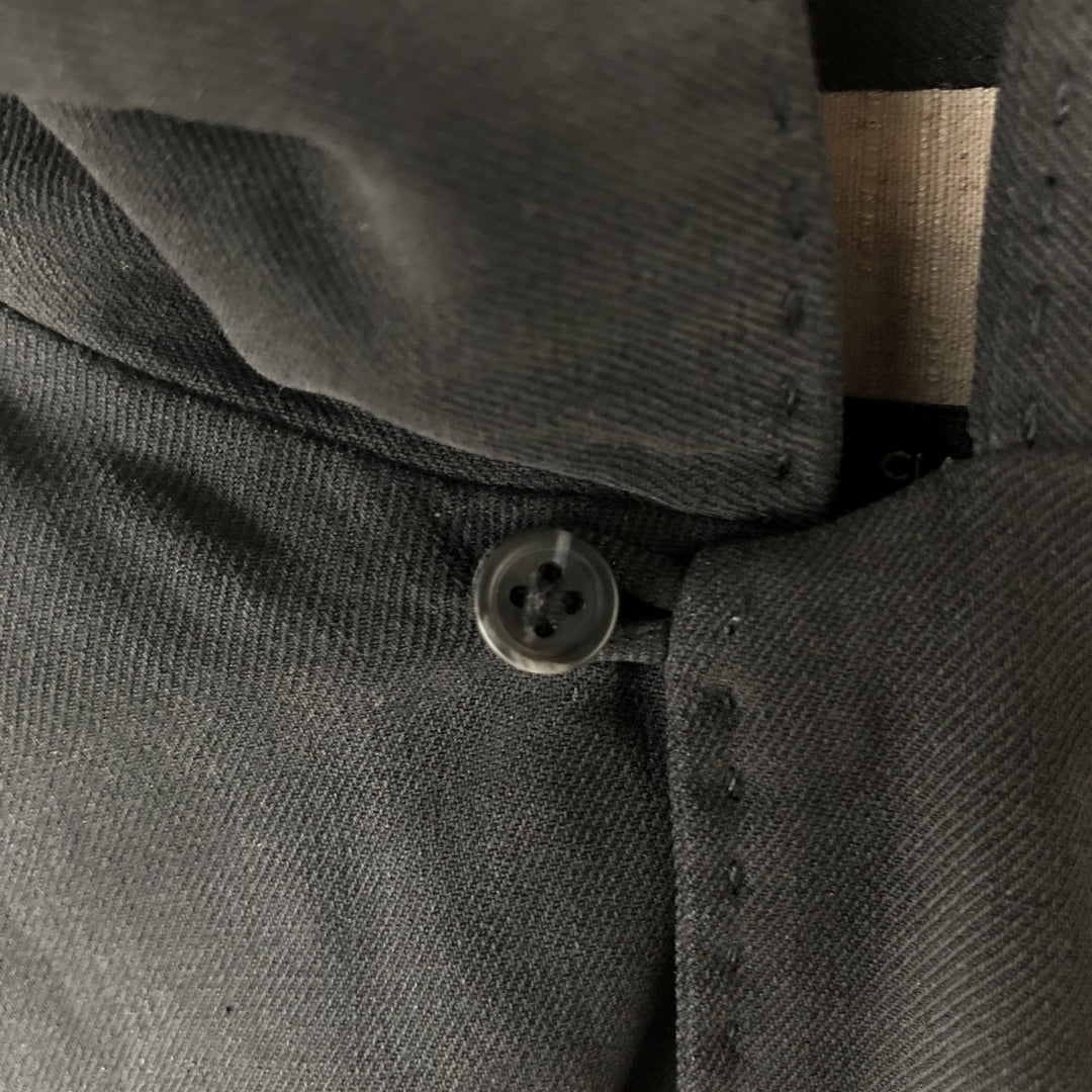 PRONTO UOMO Plain Short-Sleeve Silk Shirt, Made in China, Size L (Men's L equivalent), Short Sleeves, Regular Collar silk Charcoal Vintage Second Hand