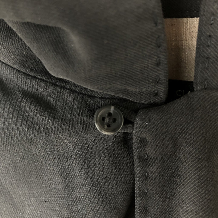 PRONTO UOMO Plain Short-Sleeve Silk Shirt, Made in China, Size L (Men's L equivalent), Short Sleeves, Regular Collar silk Charcoal Vintage Second Hand