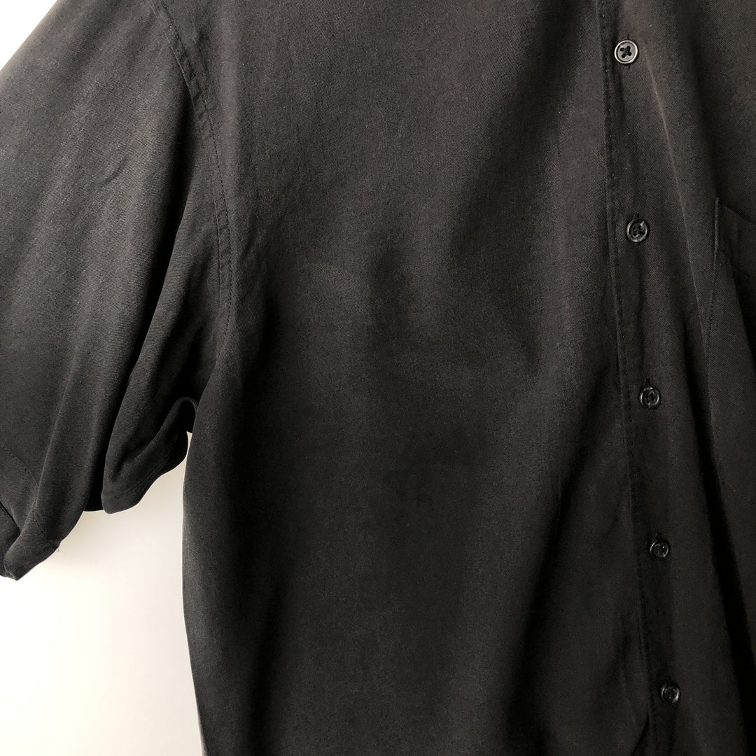 PRONTO UOMO Plain Short-Sleeve Silk Shirt, Made in China, Size L (Men's L equivalent), Short Sleeves, Regular Collar silk Charcoal Vintage Second Hand