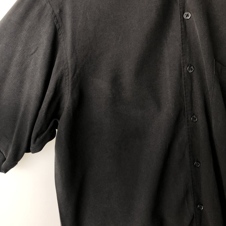 PRONTO UOMO Plain Short-Sleeve Silk Shirt, Made in China, Size L (Men's L equivalent), Short Sleeves, Regular Collar silk Charcoal Vintage Second Hand