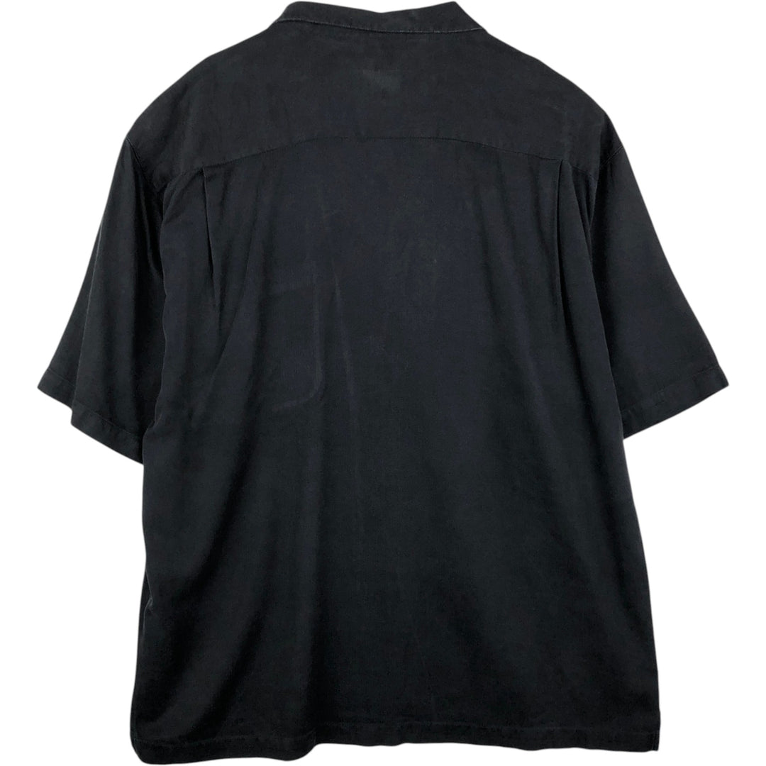 Tommy Bahama Short-Sleeve Open-Collar Silk Shirt, Men's Size XL (approx.) silk Charcoal Vintage Second Hand
