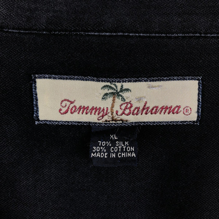 Tommy Bahama Short-Sleeve Open-Collar Silk Shirt, Men's Size XL (approx.) silk Charcoal Vintage Second Hand