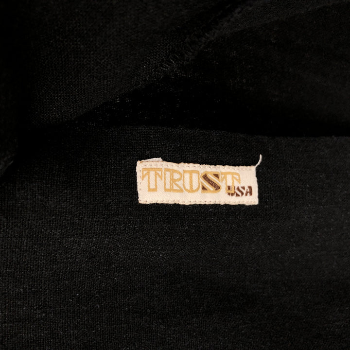 TRUST Short-Sleeve Open-Collar Linen Shirt, Boxy Fit, Men's Size L (approx.) linen black type Vintage Second Hand
