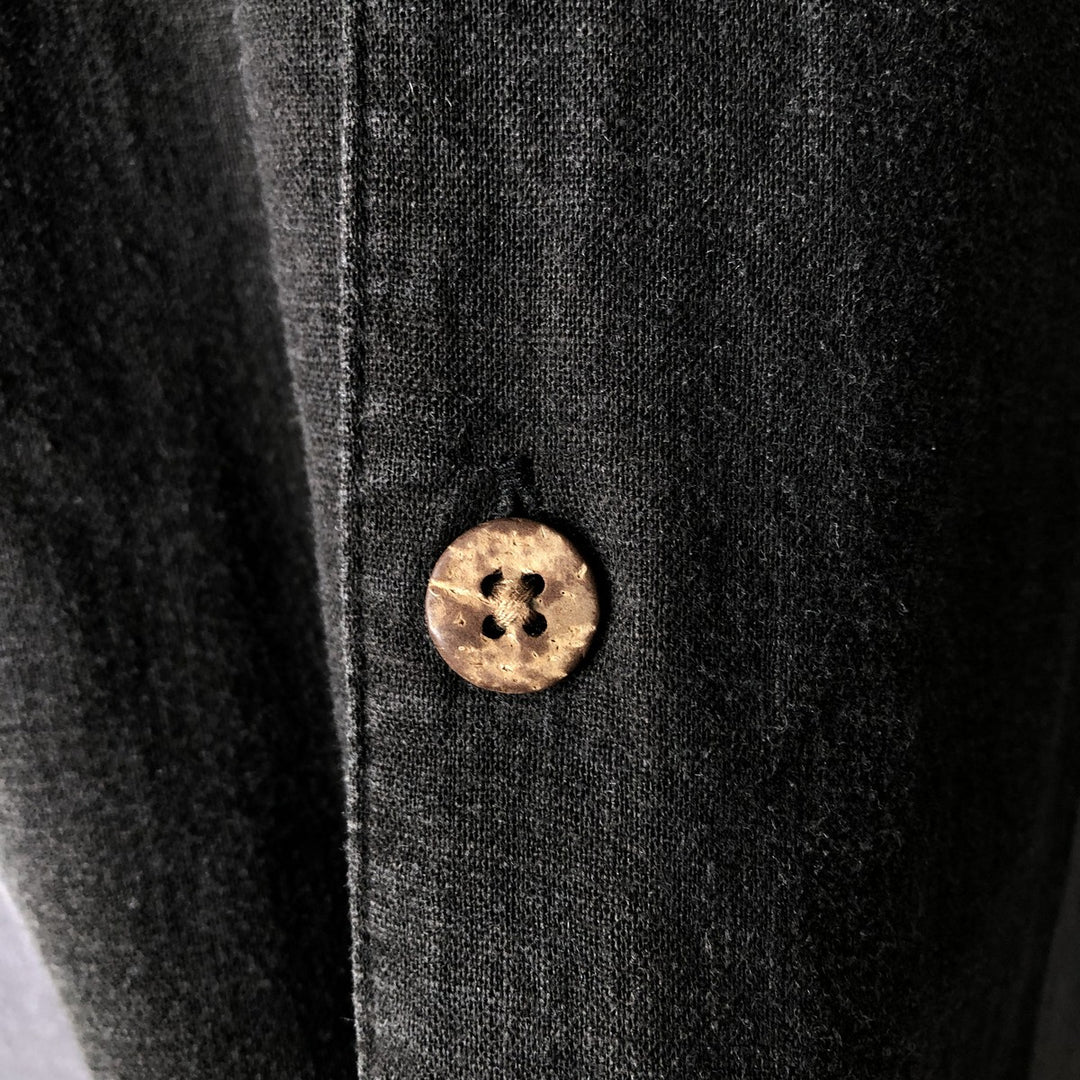 HAGGAR Two-tone short sleeve open collar rayon x linen shirt, box shirt, men's XL size linen black type Vintage Second Hand