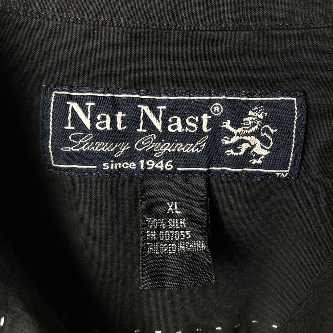 Nat Nast Open Collar Short Sleeve Two-Tone Shirt Box Shirt Men's XL Equivalent silk black type Vintage Second Hand