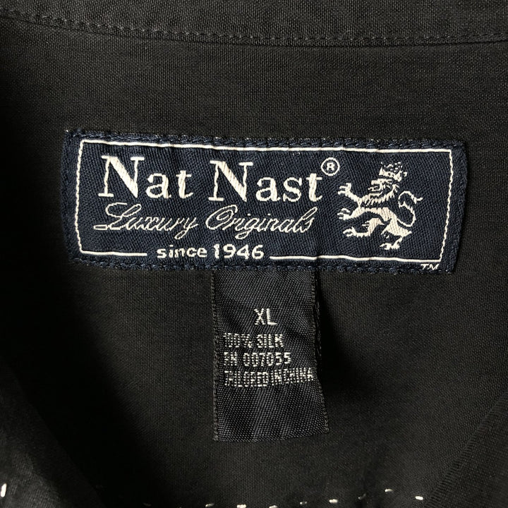 Nat Nast Open Collar Short Sleeve Two-Tone Shirt Box Shirt Men's XL Equivalent silk black type Vintage Second Hand